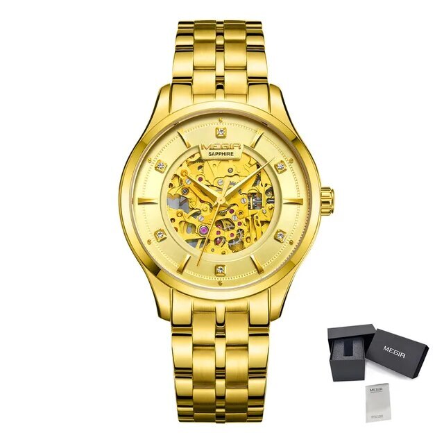 Luxury Men Watches Waterproof Automatic Mechanical Watch Stainless Steel Sapphire Gold Business WristWatch Reloj Hombre 62058
