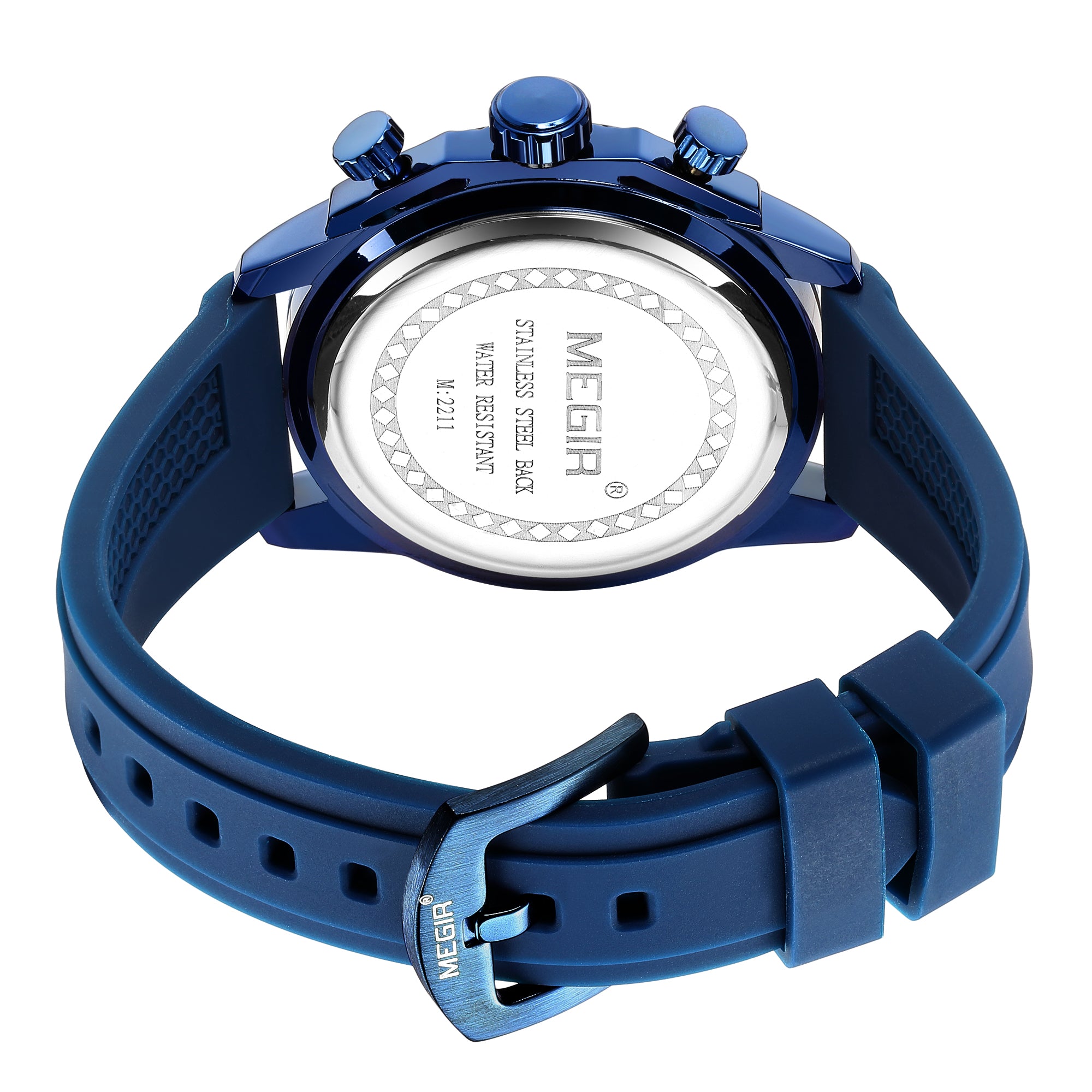 MEGIR Men's Watches Luxury Military Sport Wristwatches Waterproof Luminous Silicone Strap Quartz Chronograph Reloj Hombre 2211-15