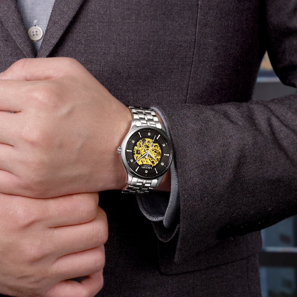 Luxury Men Watches Waterproof Automatic Mechanical Watch Stainless Steel Sapphire Gold Business WristWatch Reloj Hombre 62058