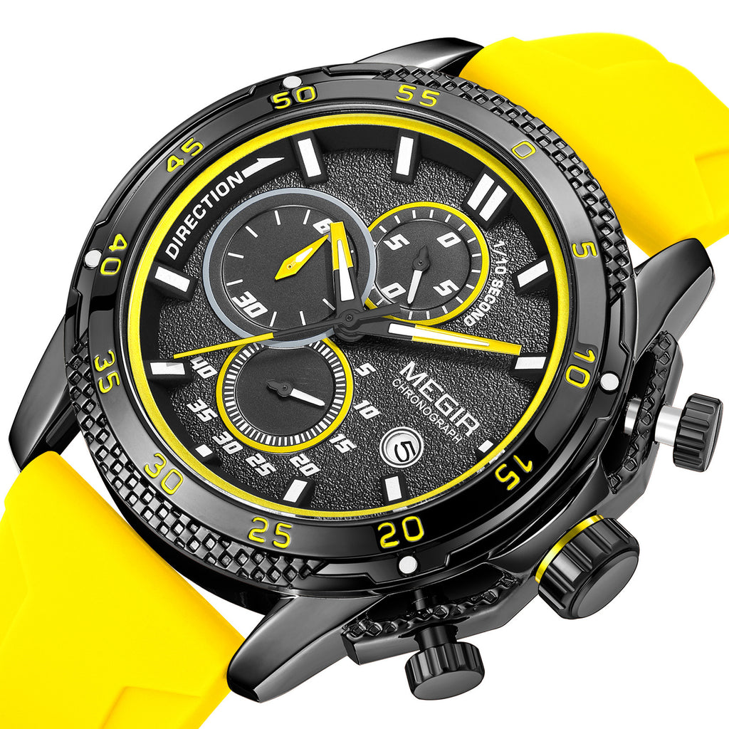 MEGIR Men's Watches Luxury Military Sport Wristwatches Waterproof Luminous Silicone Strap Quartz Chronograph Reloj Hombre 2211-12