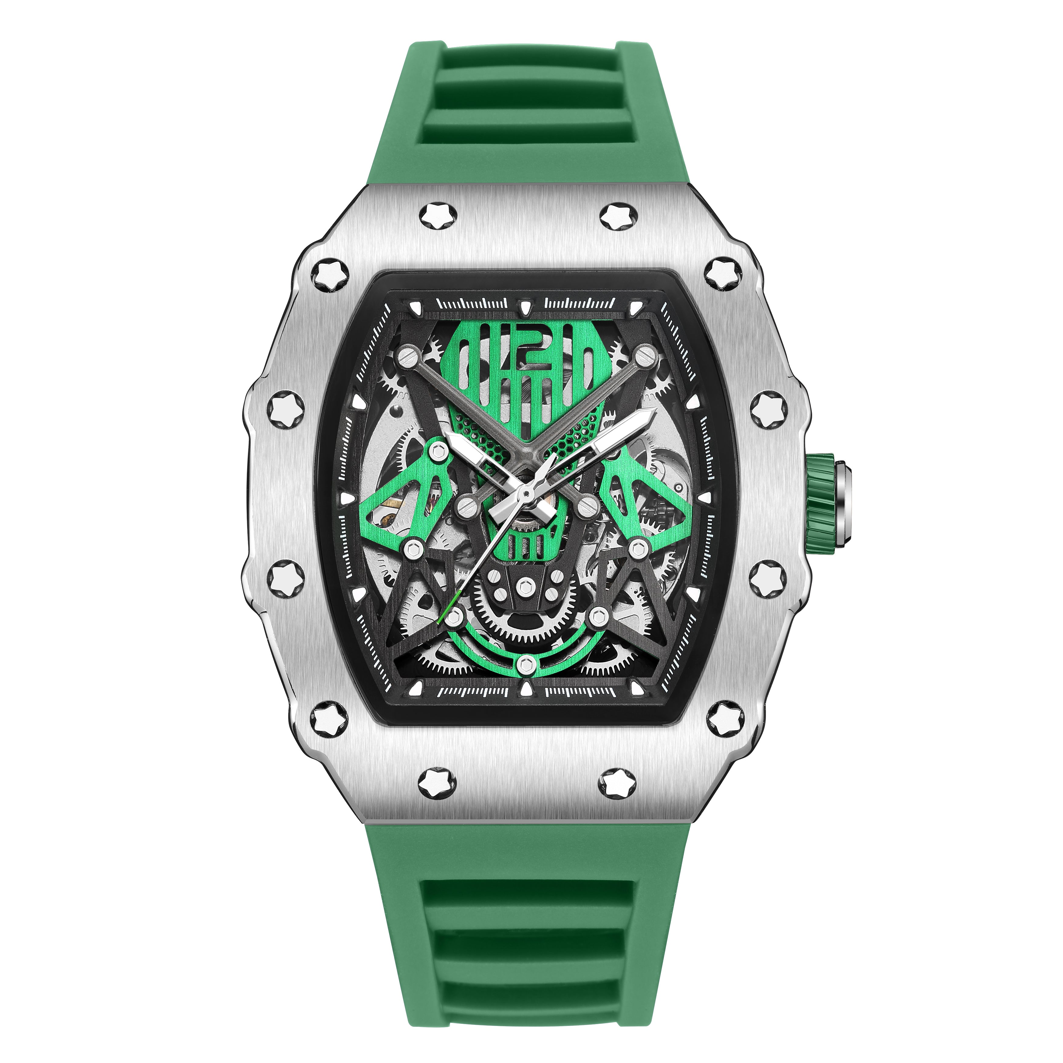 RUIMAS Luxury Watch Men Fashion Automatic Mechanical Watches Clock Silicone Strap Sport Casual Wristwatch Big Dial Reloj Hombre 341-12