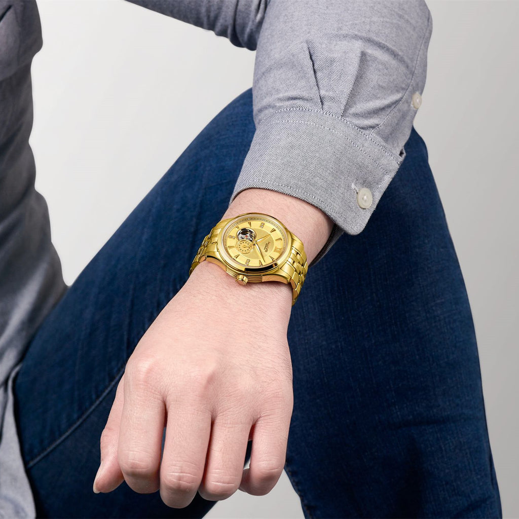 RUIMAS Luxury Men Mechanical Watches Sapphire Glass Stainless Steel Bracelet Business Casual WristWatch Clock Montre Homme 6736-1