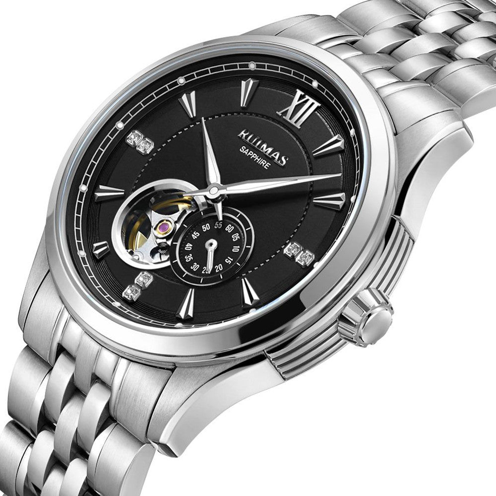 RUIMAS Luxury Men Mechanical Watches Sapphire Glass Stainless Steel Bracelet Business Casual WristWatch Clock Montre Homme 6736-6