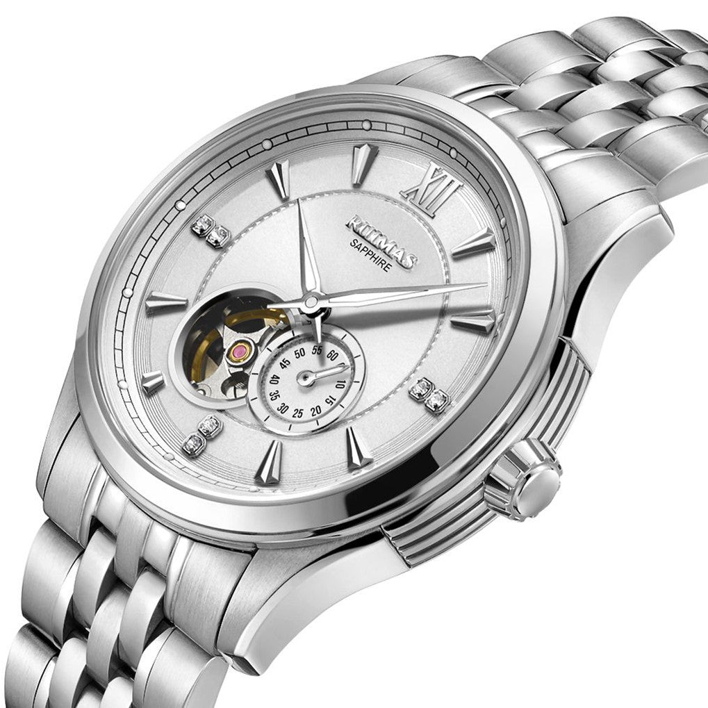 RUIMAS Luxury Men Mechanical Watches Sapphire Glass Stainless Steel Bracelet Business Casual WristWatch Clock Montre Homme 6736-7