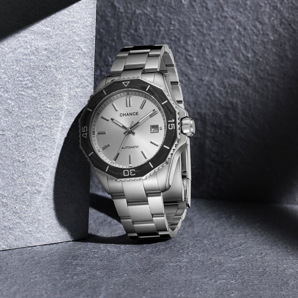 CHANCE Automatic Mechanical Watches Movement 10Bar Waterproof Stainless Steel Sapphire Glass Business Wristwatch Clock 9102