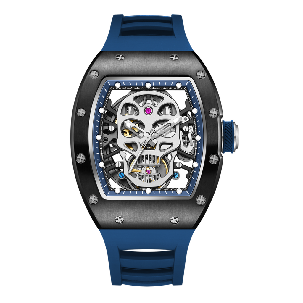 Men Watches Skull Hollow Dial Face Mechanical Watch Steel Case Waterproof Sport Wristwatch Automatic Movement Clock 9190-7