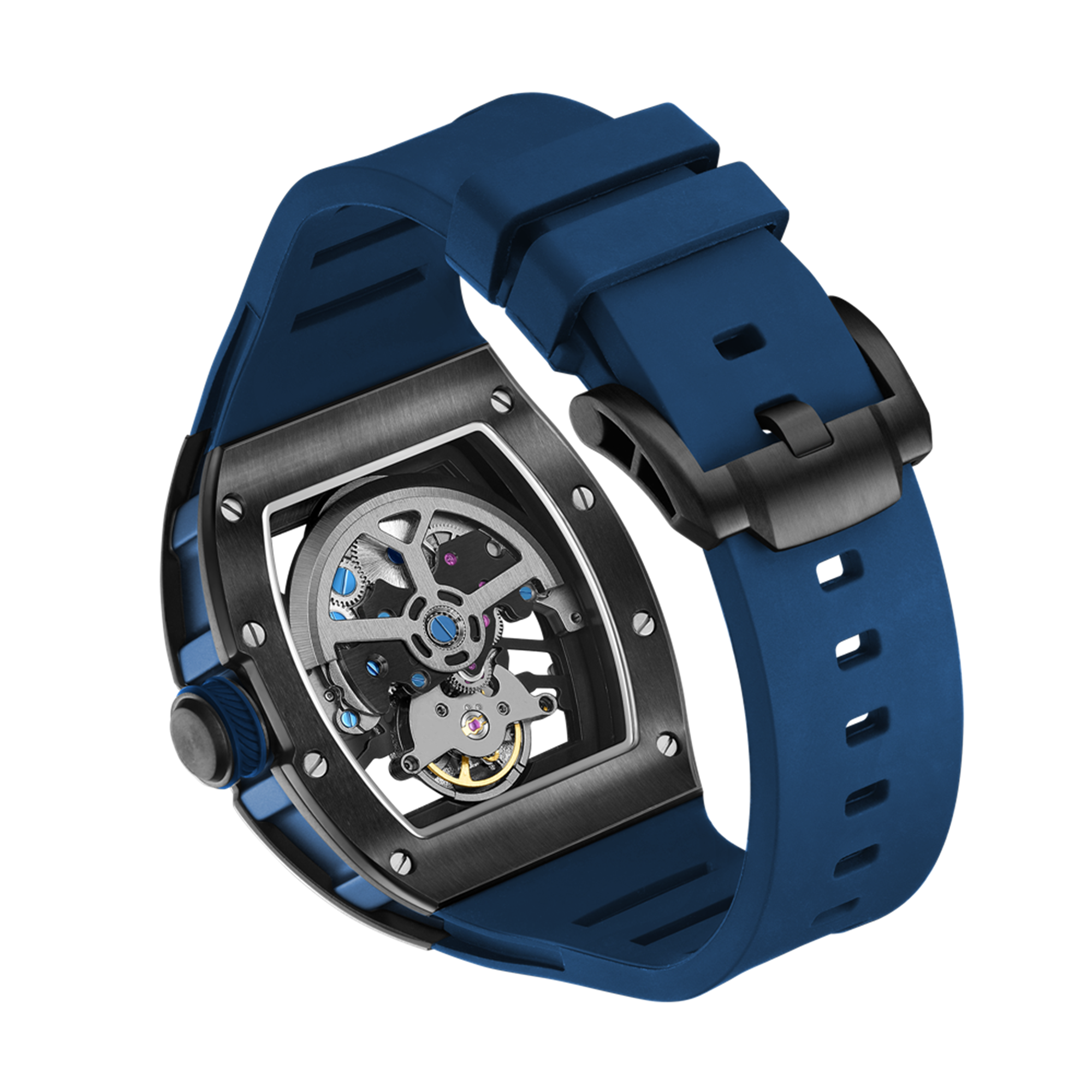 Men Watches Skull Hollow Dial Face Mechanical Watch Steel Case Waterproof Sport Wristwatch Automatic Movement Clock 9190-7