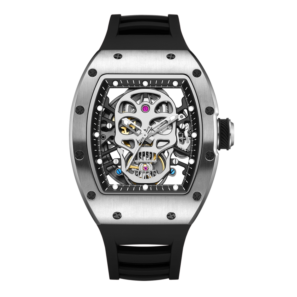 Men Watches Skull Hollow Dial Face Mechanical Watch Steel Case Waterproof Sport Wristwatch Automatic Movement Clock 9190-7