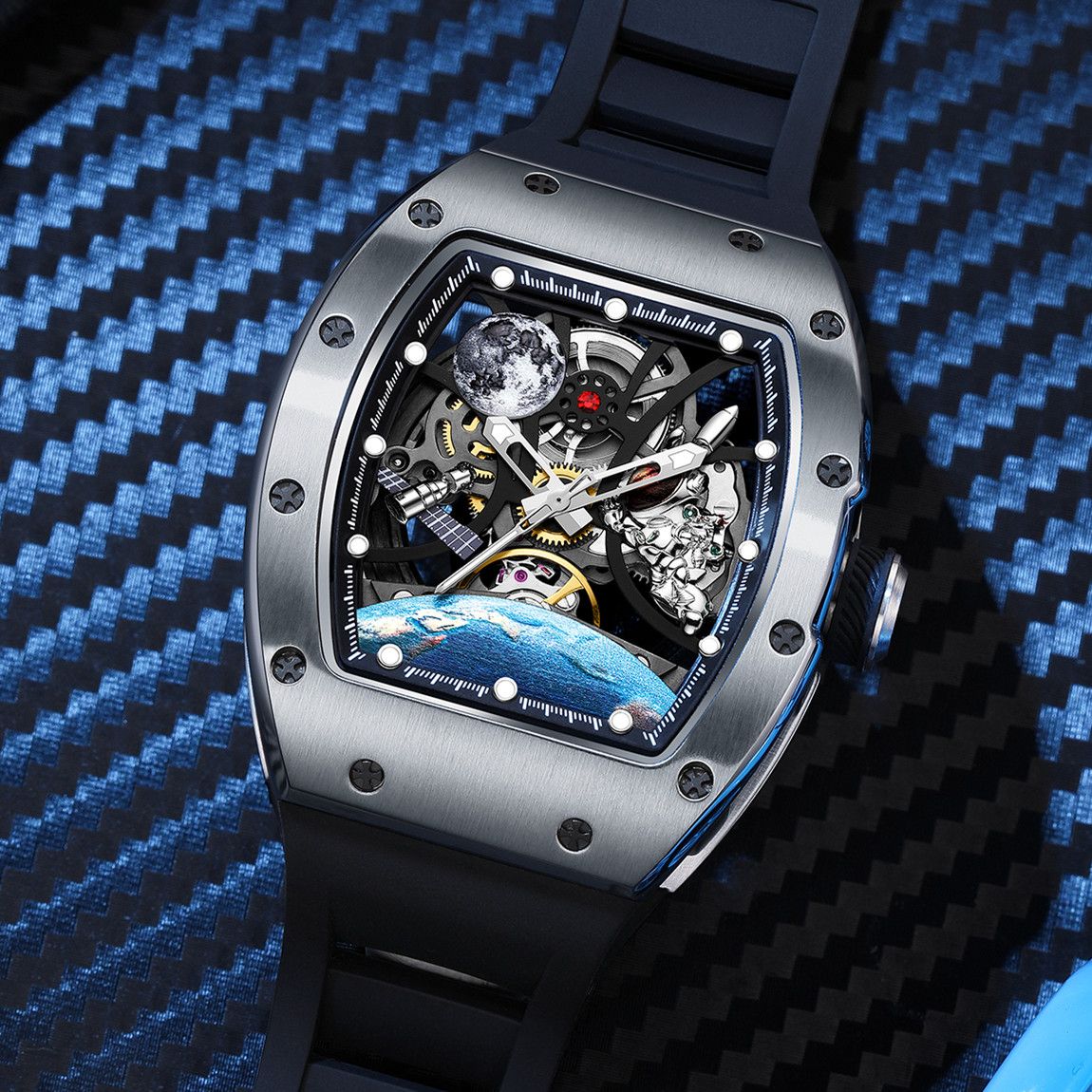 MEGIR Skeleton Dial Automatic Mechanical Movement Men Watch Fashion Sport Wristwatches Waterproof Man Clock Reloj Hombre 9190-14-5