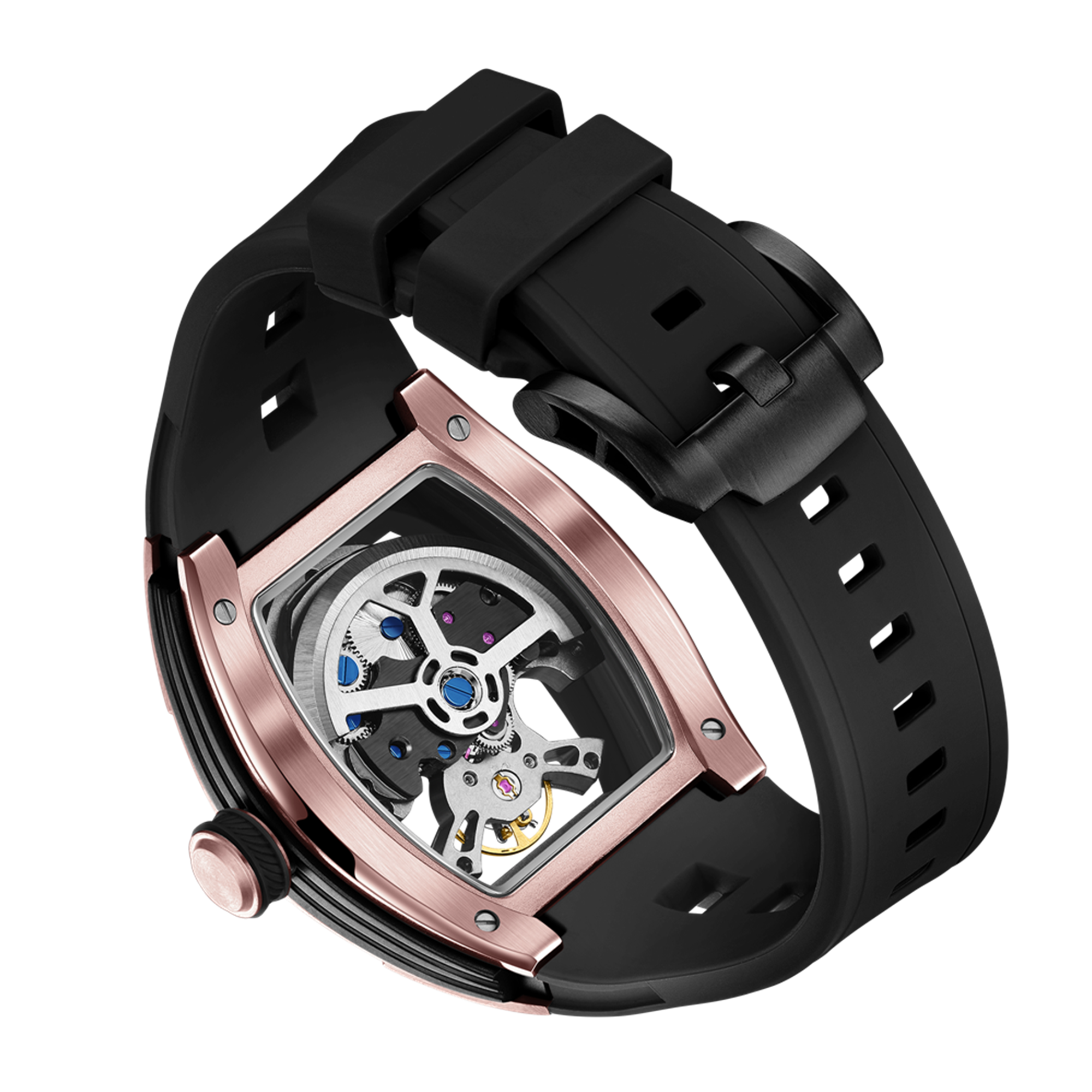 Fashion Automatic Mechanical Watches for Men Waterproof Skeleton Dial Stainless Steel Case Male Wristwatch Clock 9198-6