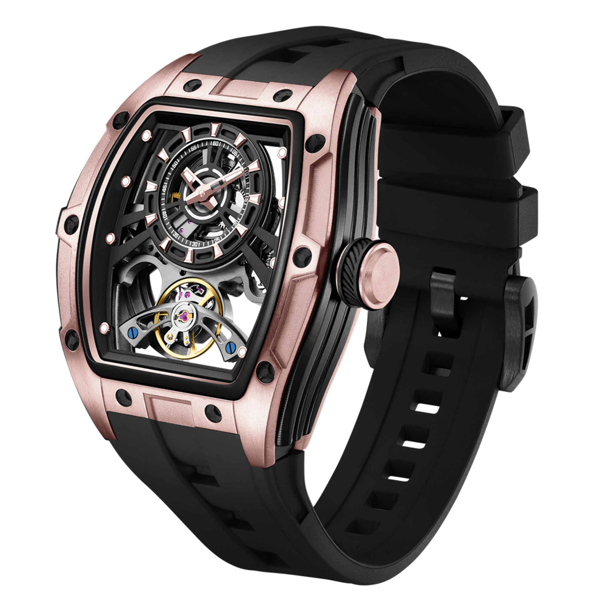 Fashion Automatic Mechanical Watches for Men Waterproof Skeleton Dial Stainless Steel Case Male Wristwatch Clock 9198-6