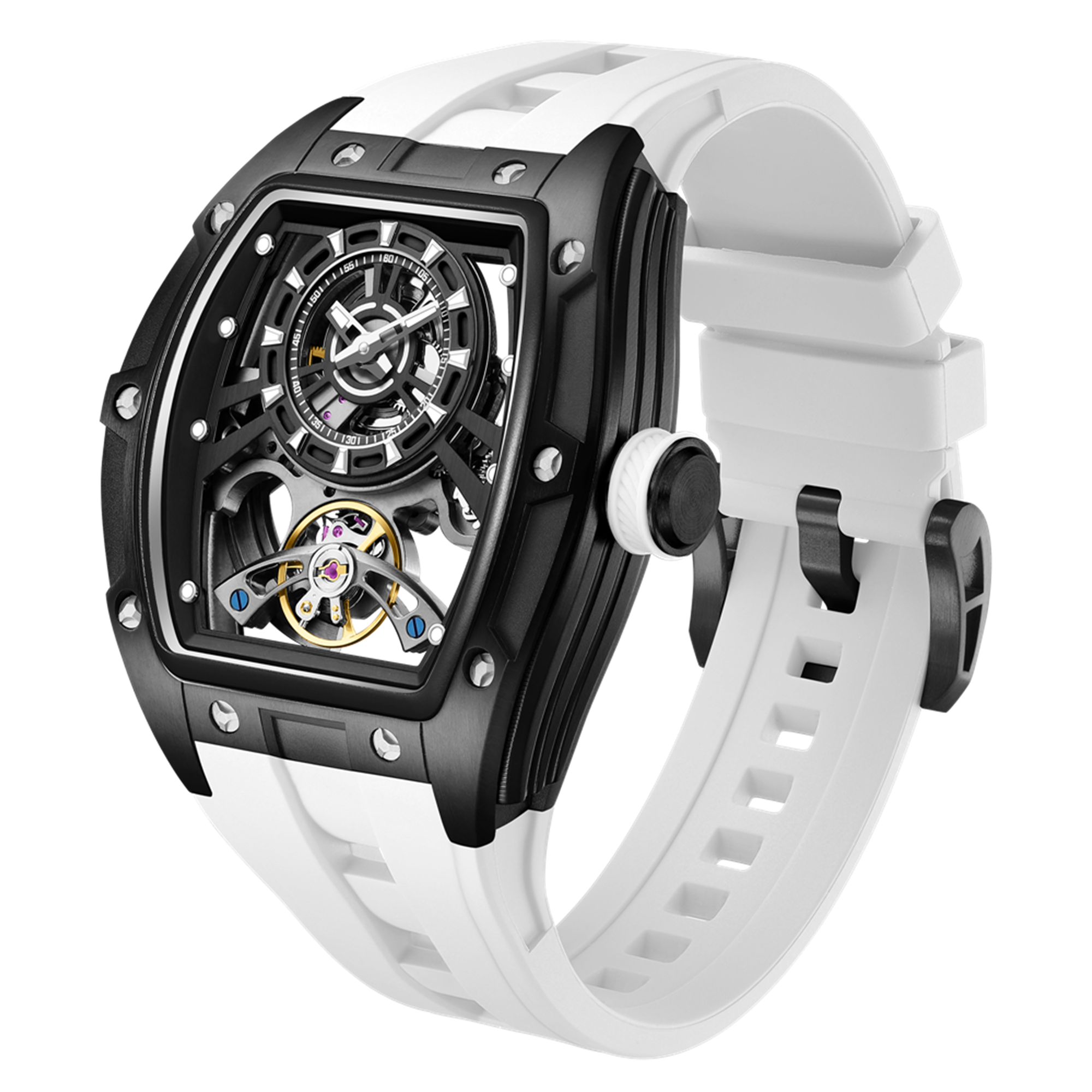 Fashion Automatic Mechanical Watches for Men Waterproof Skeleton Dial Stainless Steel Case Male Wristwatch Clock 9198-6