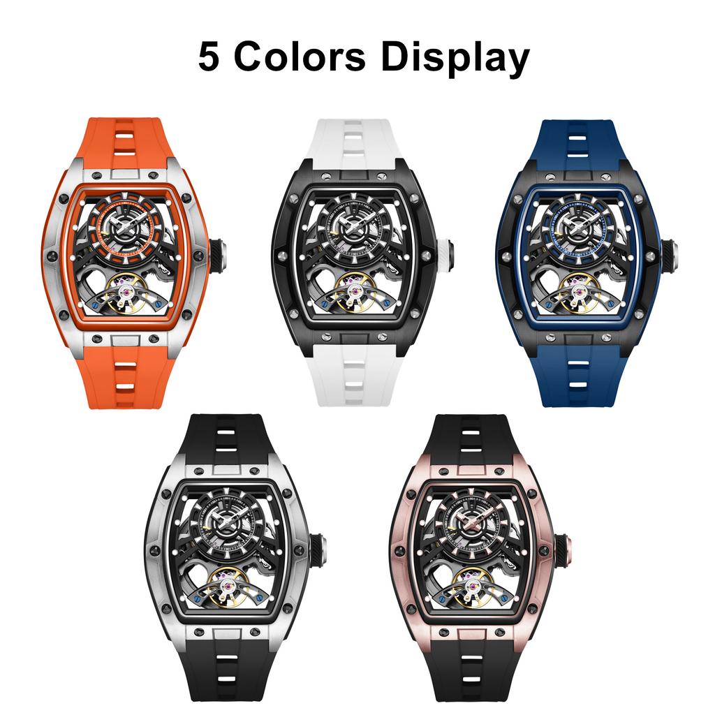 Fashion Automatic Mechanical Watches for Men Waterproof Skeleton Dial Stainless Steel Case Male Wristwatch Clock 9198-6