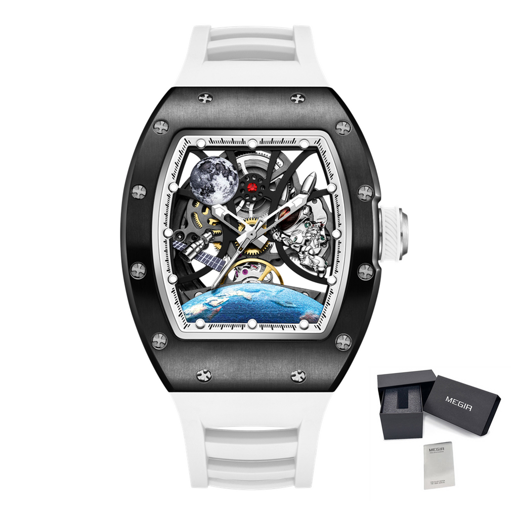 MEGIR Skeleton Dial Automatic Mechanical Movement Men Watch Fashion Sport Wristwatches Waterproof Man Clock Reloj Hombre 9190-14-16