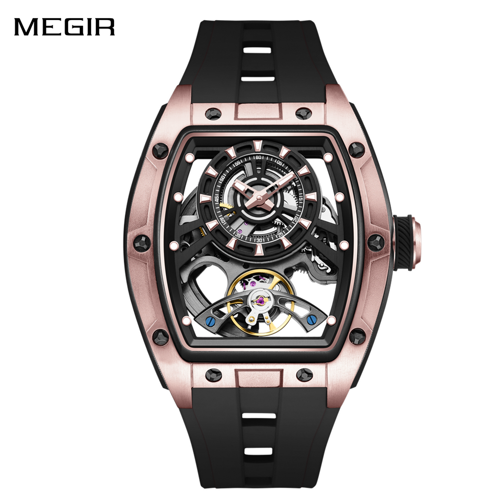 Fashion Automatic Mechanical Watches for Men Waterproof Skeleton Dial Stainless Steel Case Male Wristwatch Clock 9198-6