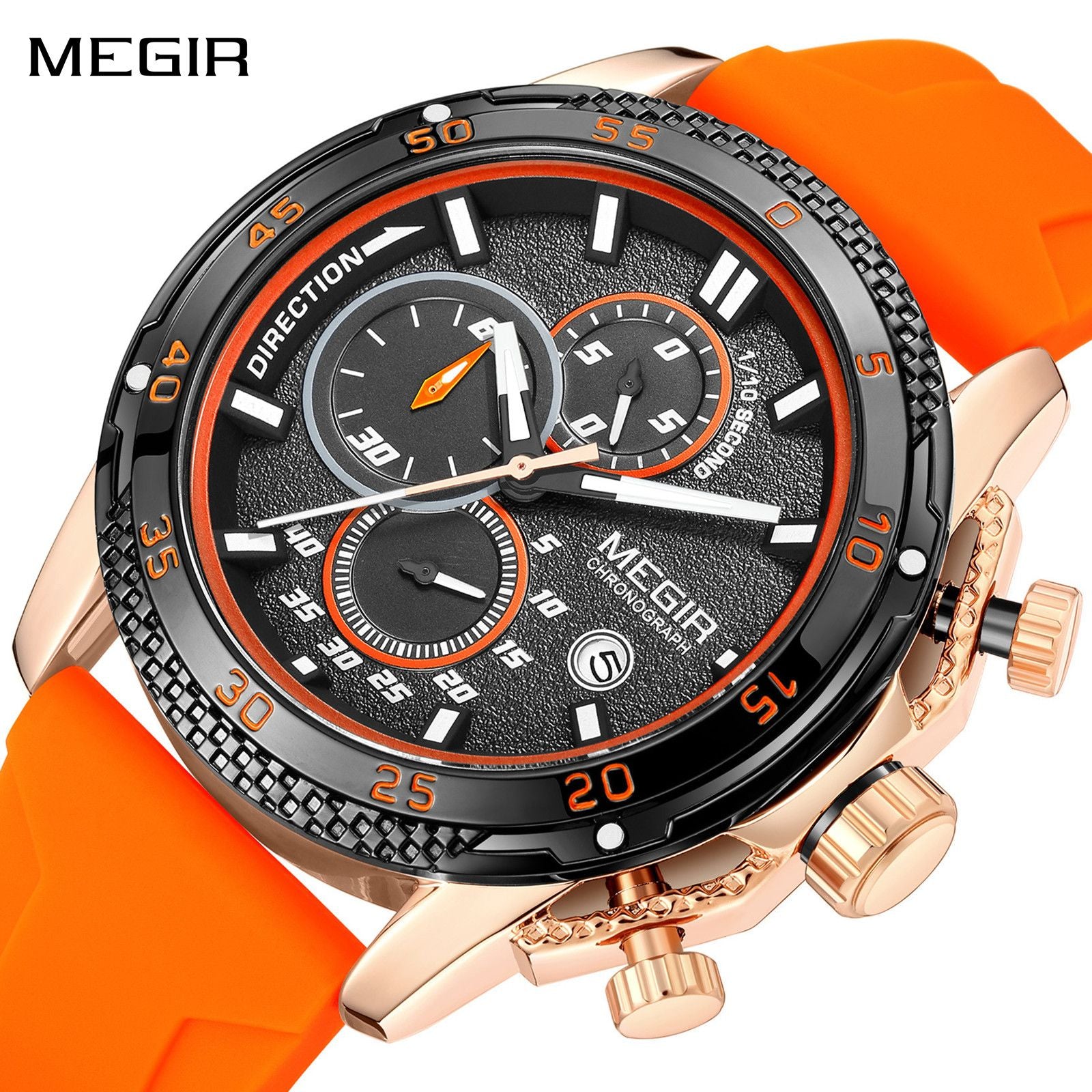 MEGIR Men's Watches Luxury Military Sport Wristwatches Waterproof Luminous Silicone Strap Quartz Chronograph Reloj Hombre 2211-0