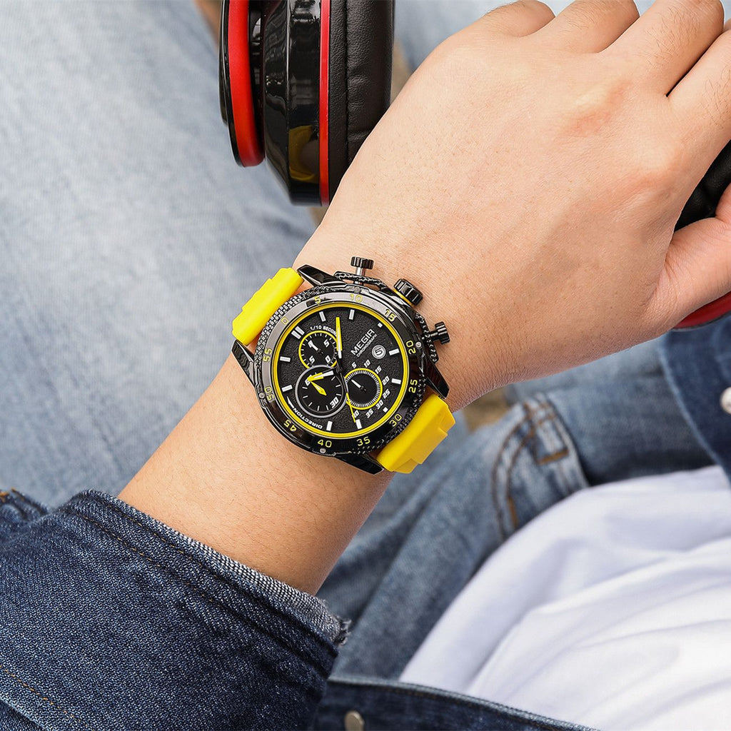 MEGIR Men's Watches Luxury Military Sport Wristwatches Waterproof Luminous Silicone Strap Quartz Chronograph Reloj Hombre 2211-2