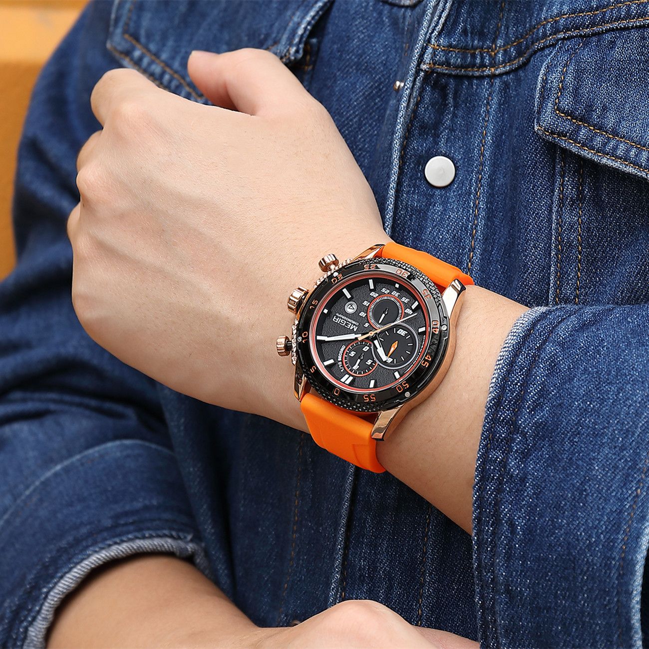 MEGIR Men's Watches Luxury Military Sport Wristwatches Waterproof Luminous Silicone Strap Quartz Chronograph Reloj Hombre 2211-1