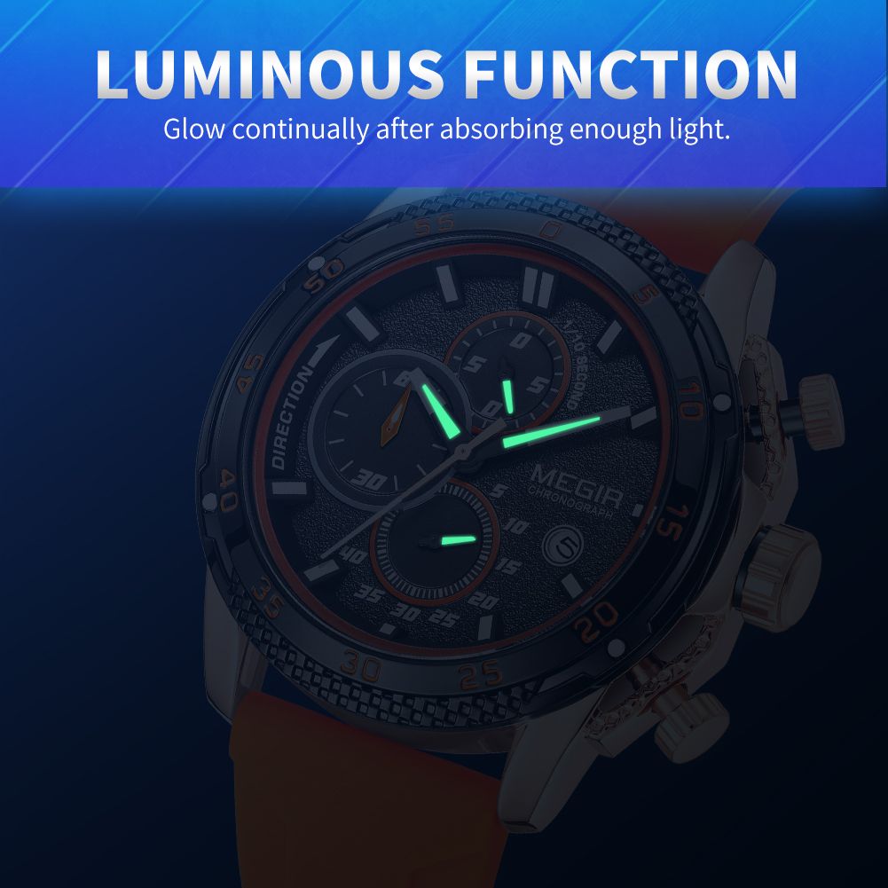 MEGIR Men's Watches Luxury Military Sport Wristwatches Waterproof Luminous Silicone Strap Quartz Chronograph Reloj Hombre 2211-10