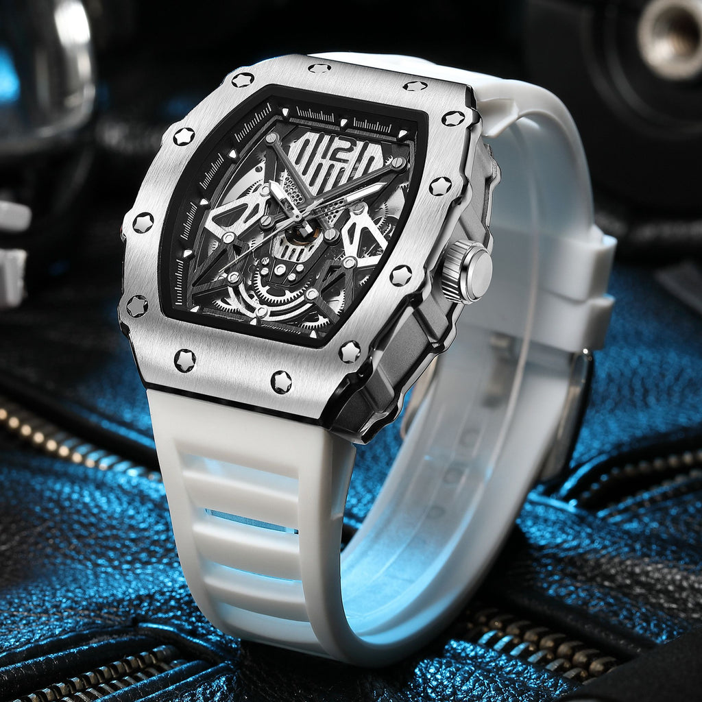 RUIMAS Luxury Watch Men Fashion Automatic Mechanical Watches Clock Silicone Strap Sport Casual Wristwatch Big Dial Reloj Hombre 341-7