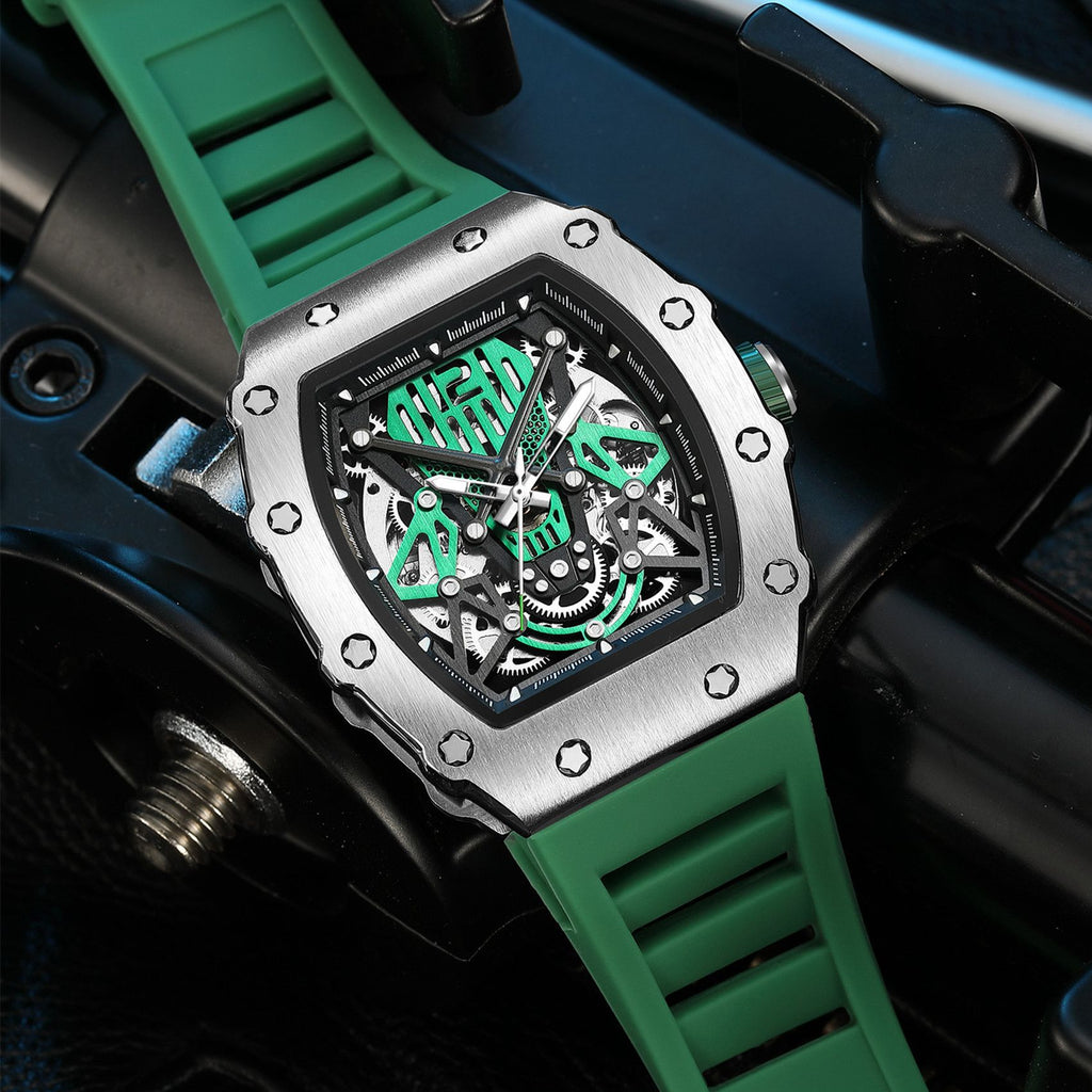 RUIMAS Luxury Watch Men Fashion Automatic Mechanical Watches Clock Silicone Strap Sport Casual Wristwatch Big Dial Reloj Hombre 341-5