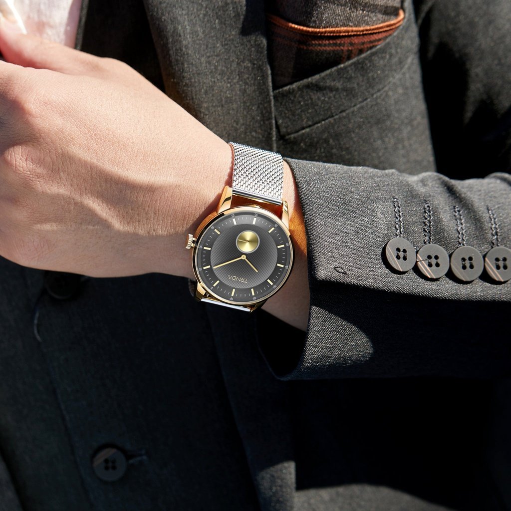 Trnda Men's Gold Stainless Steel Watch, Gray Dial | Trnda-43g